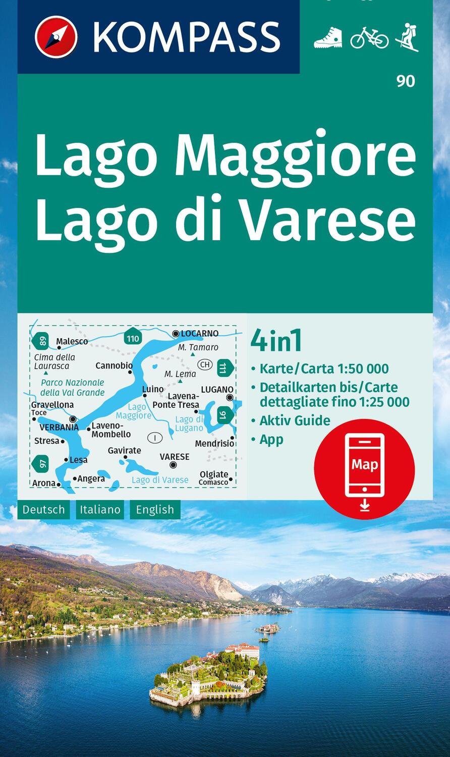 Cover: 9783991217572 | KOMPASS Wanderkarte 90 Lago Maggiore, Lago di Varese 1:50.000 | 2023