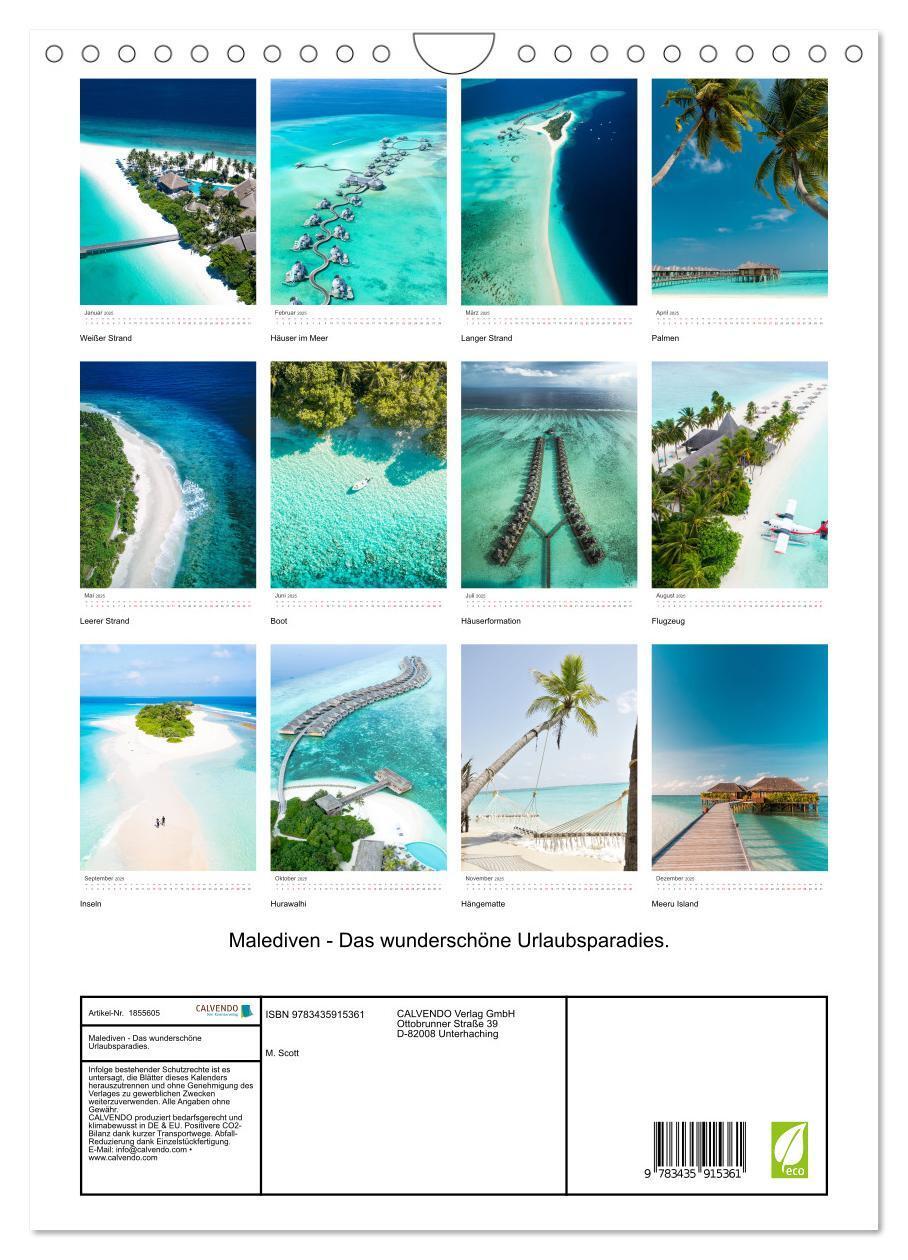 Bild: 9783435915361 | Malediven - Das wunderschöne Urlaubsparadies. (Wandkalender 2025...