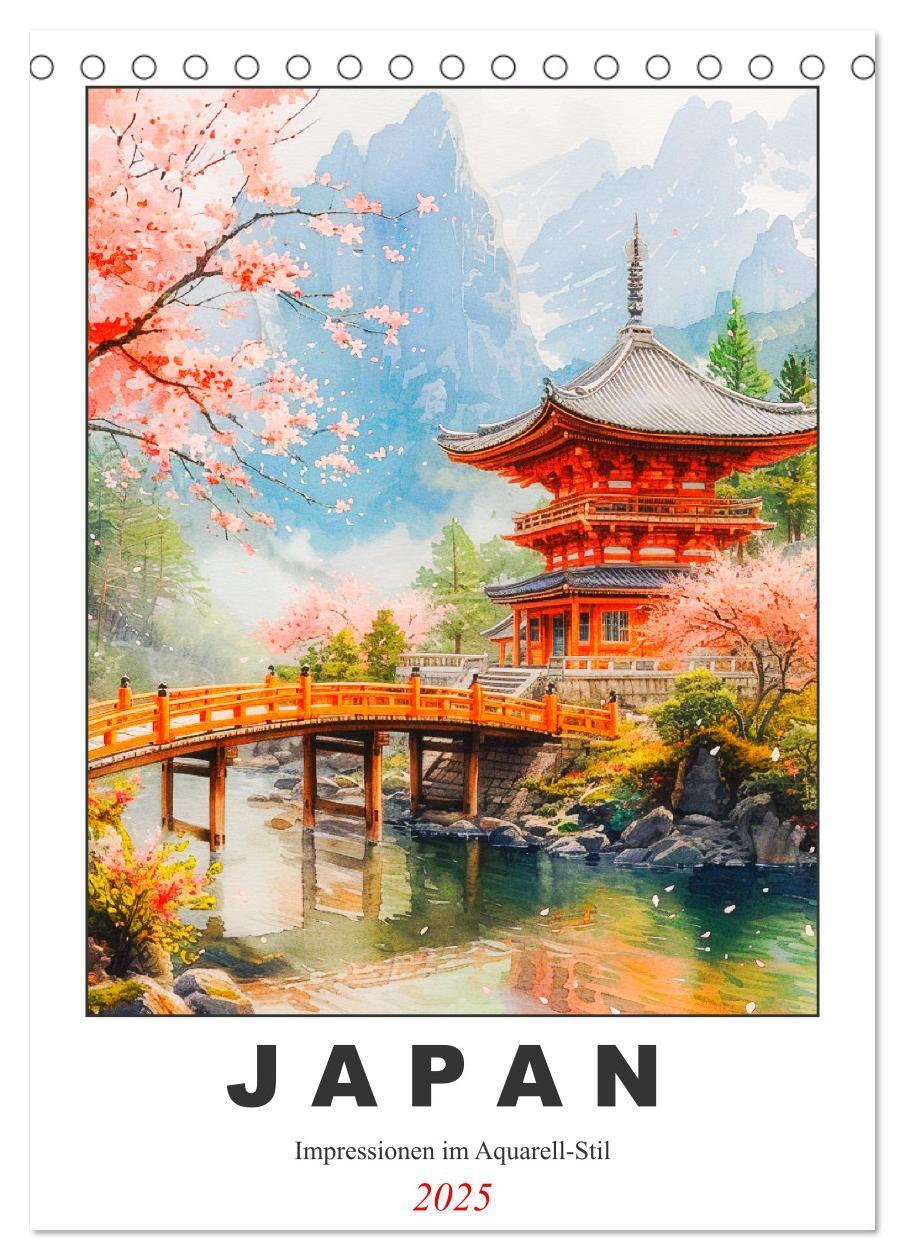 Cover: 9783383816154 | Japan. Impressionen im Aquarell-Stil (Tischkalender 2025 DIN A5...