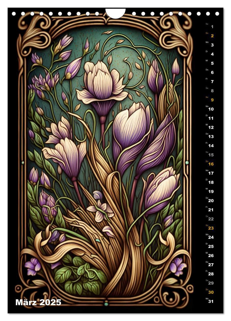 Bild: 9783435869435 | Jugendstil Blumen (Wandkalender 2025 DIN A4 hoch), CALVENDO...