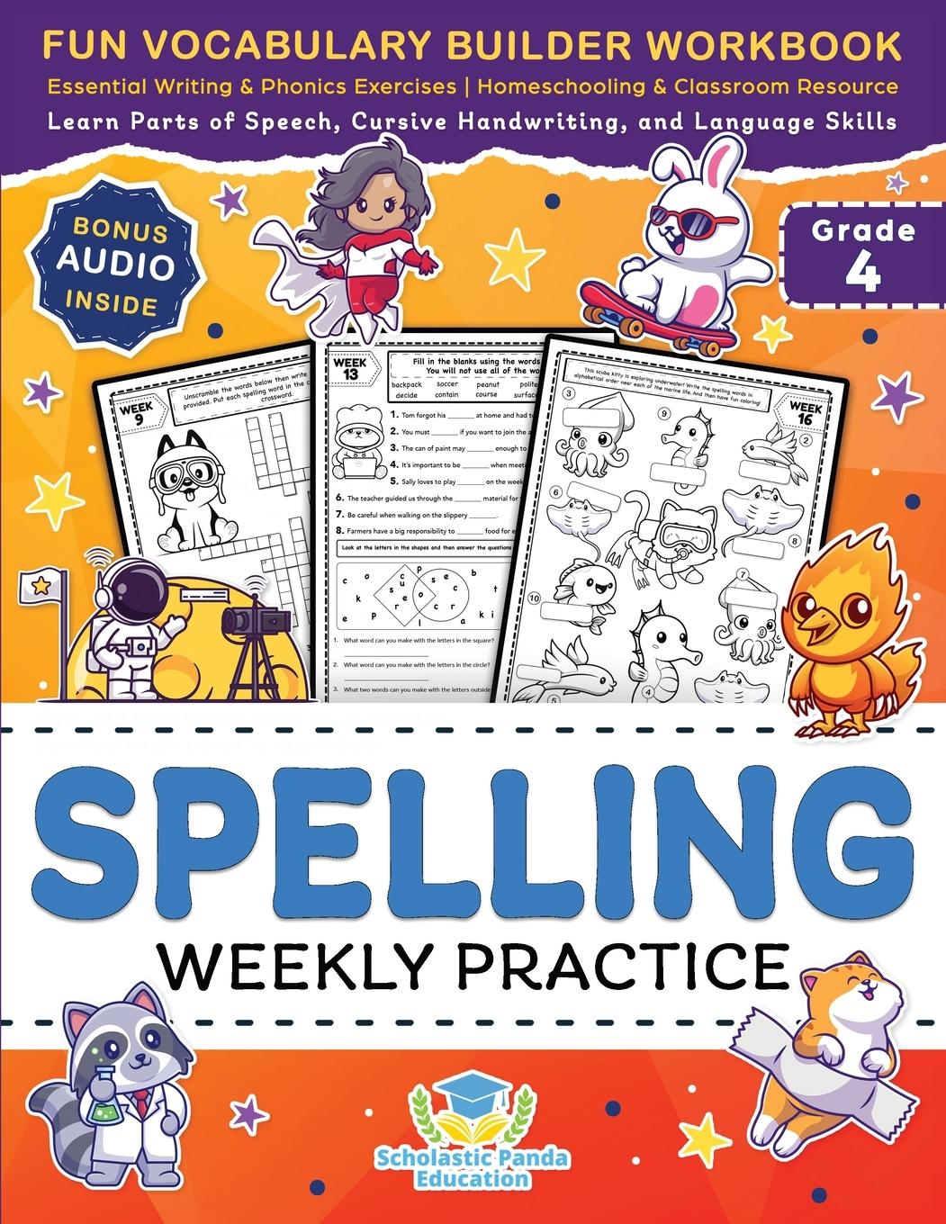 Cover: 9781953149466 | Spelling Weekly Practice for 4th Grade | Scholastic Panda Education