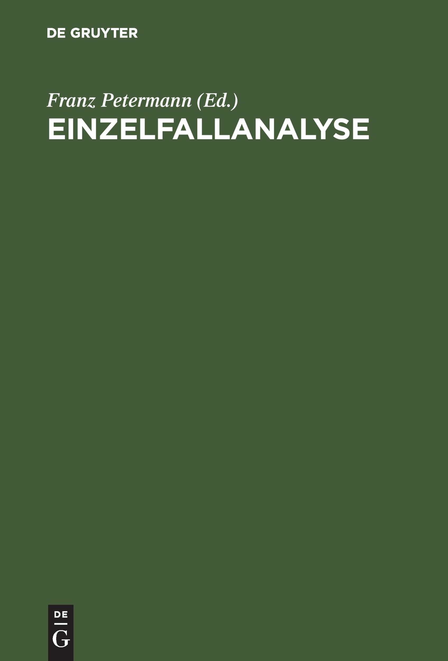 Cover: 9783486235265 | Einzelfallanalyse | Franz Petermann | Buch | IX | Deutsch | 1995