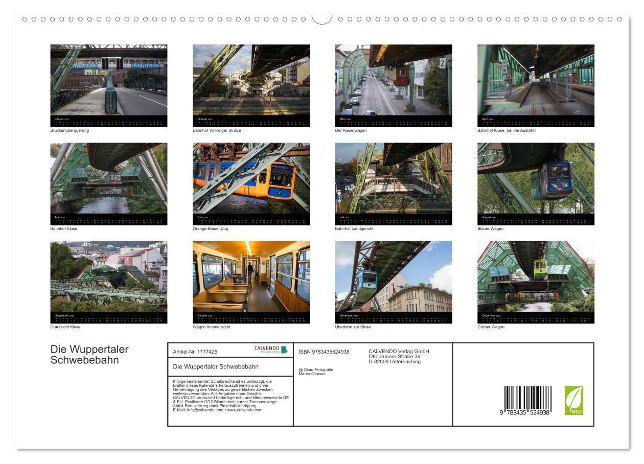 Bild: 9783435524938 | Die Wuppertaler Schwebebahn (hochwertiger Premium Wandkalender 2025...