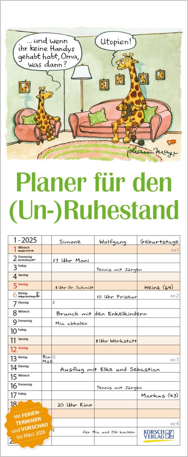 Cover: 9783731876953 | Planer für den (Un-)Ruhestand 2025 | Verlag Korsch | Kalender | 14 S.