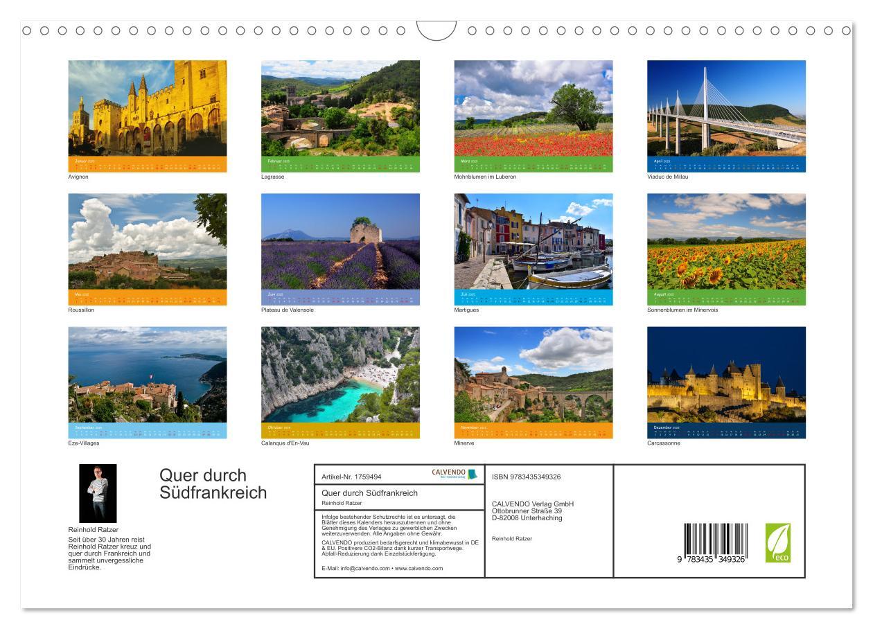 Bild: 9783435349326 | Quer durch Südfrankreich (Wandkalender 2025 DIN A3 quer), CALVENDO...