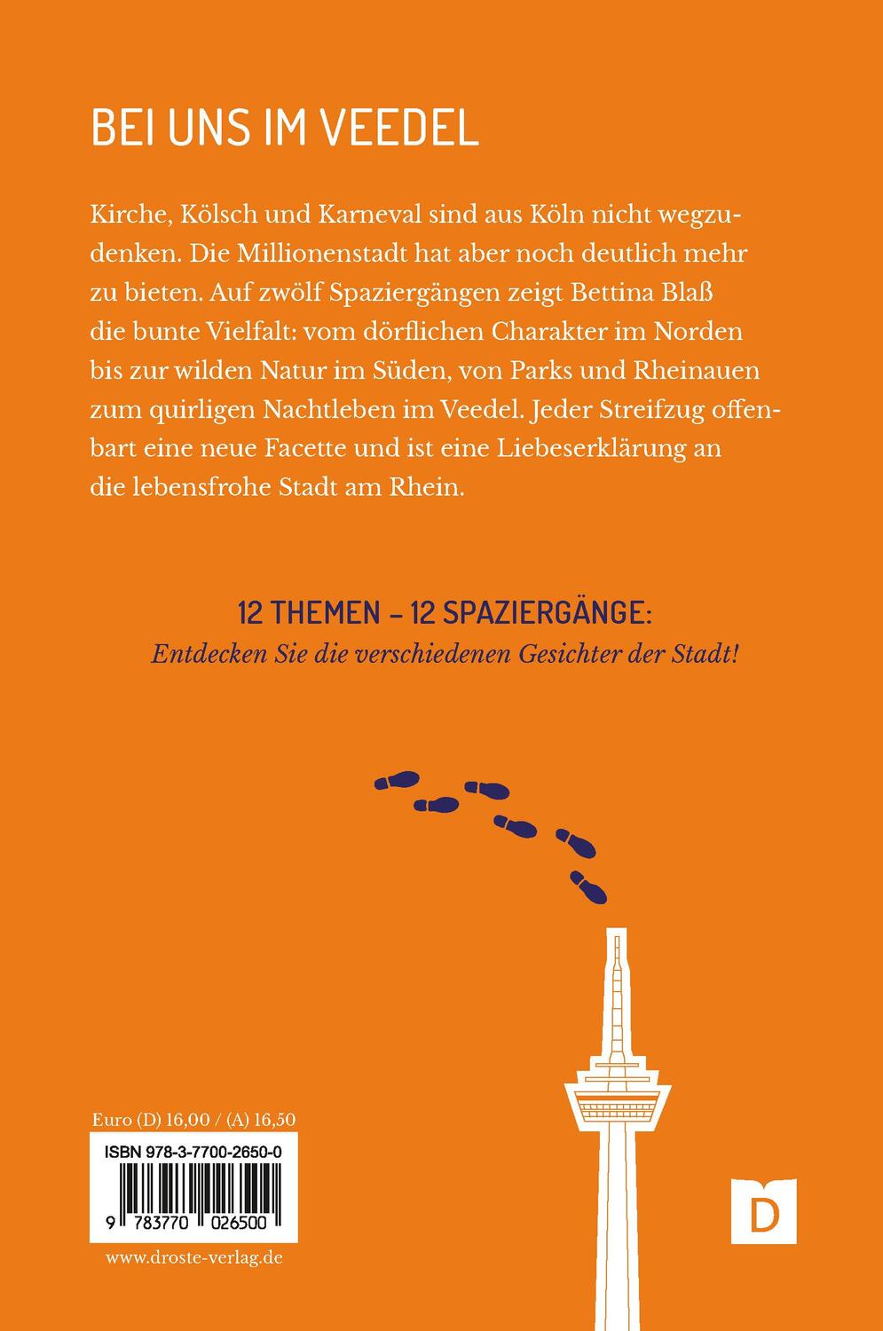 Rückseite: 9783770026500 | Zu Fuß durch Köln | 12 Spaziergänge | Bettina Blaß | Taschenbuch