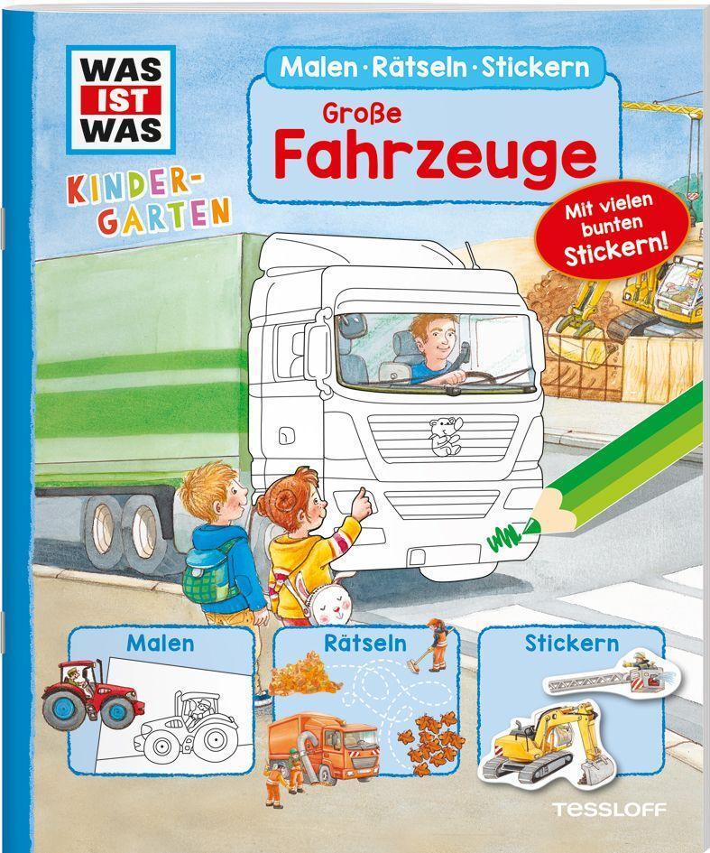 Cover: 9783788643669 | WAS IST WAS Kindergarten Malen Rätseln Stickern Große Fahrzeuge | 2021