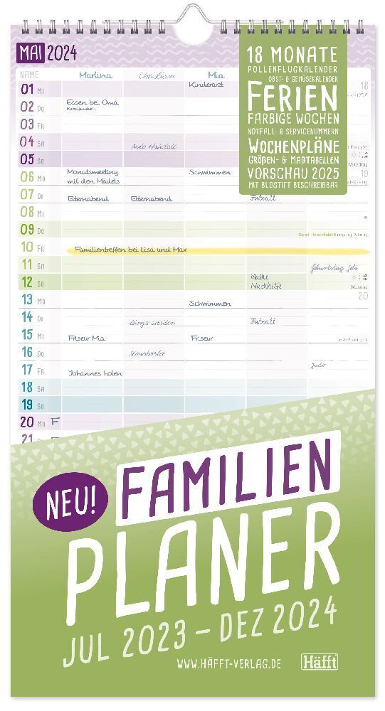 Cover: 4029357071392 | Familienplaner 23/24 Wand-Kalender 5-spaltig 18 Monate | Reiter
