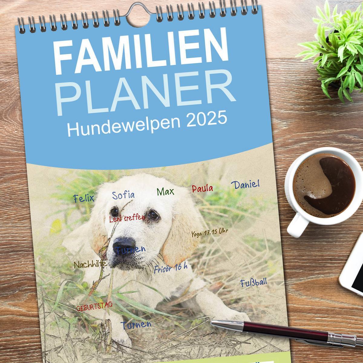 Bild: 9783457121177 | Familienplaner 2025 - Hundewelpen 2025 mit 5 Spalten (Wandkalender,...