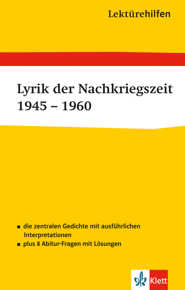 Cover: 9783129230138 | Klett Lektürehilfen Lyrik der Nachkriegszeit 1945 - 1960 | Taschenbuch