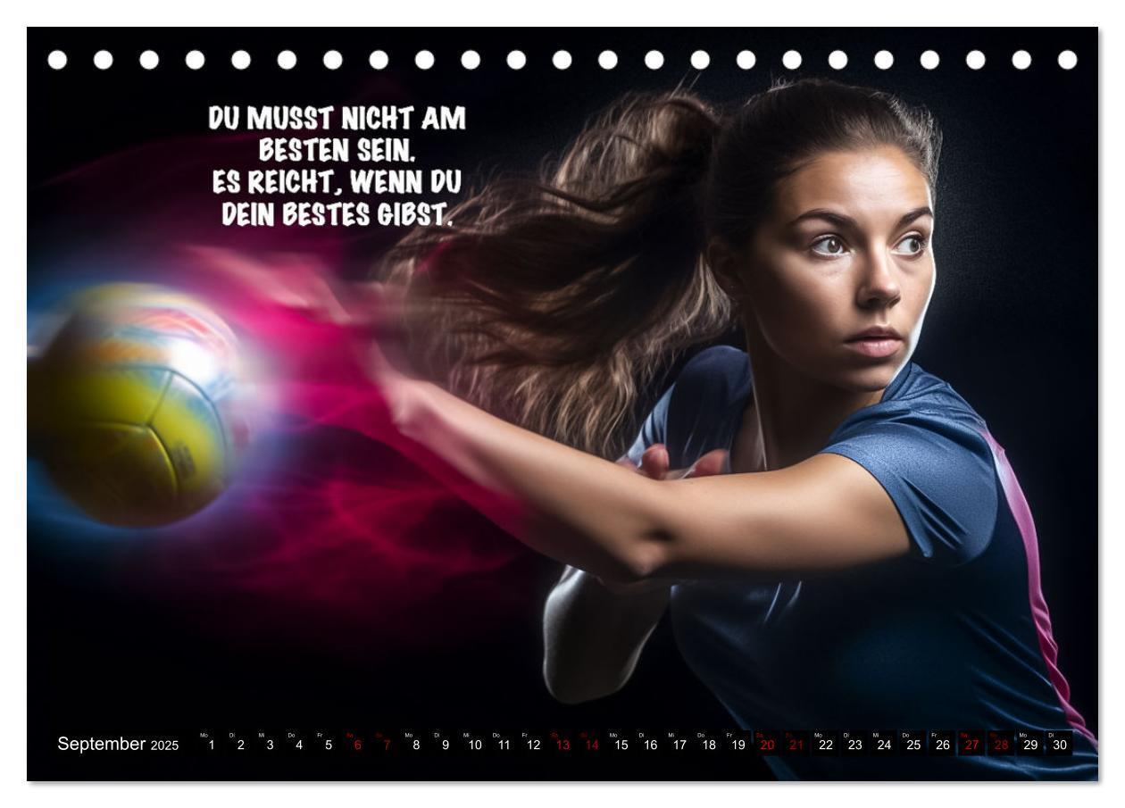 Bild: 9783383905384 | Motivation und Handball (Tischkalender 2025 DIN A5 quer), CALVENDO...