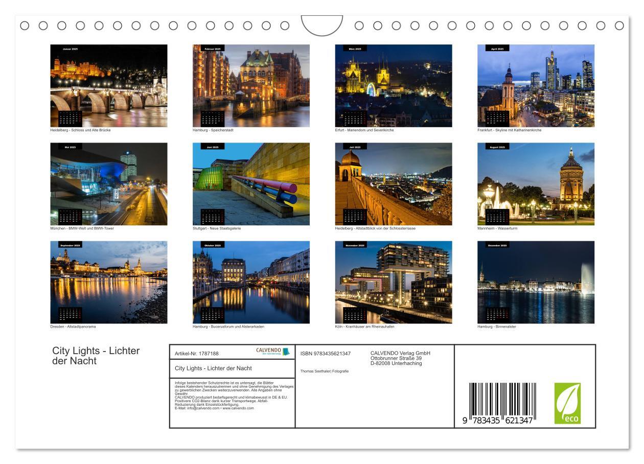 Bild: 9783435621347 | City Lights - Lichter der Nacht (Wandkalender 2025 DIN A4 quer),...