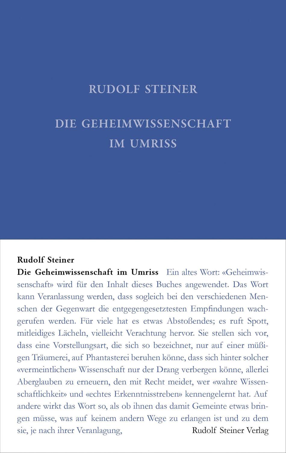 Cover: 9783727401312 | Die Geheimwissenschaft im Umriss | Rudolf Steiner | Buch | Deutsch