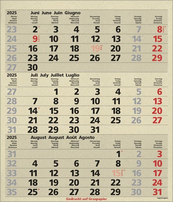 Bild: 9783731880646 | 3-Monats-Planer Comfort Graspapier 2025 | Korsch Verlag | Kalender