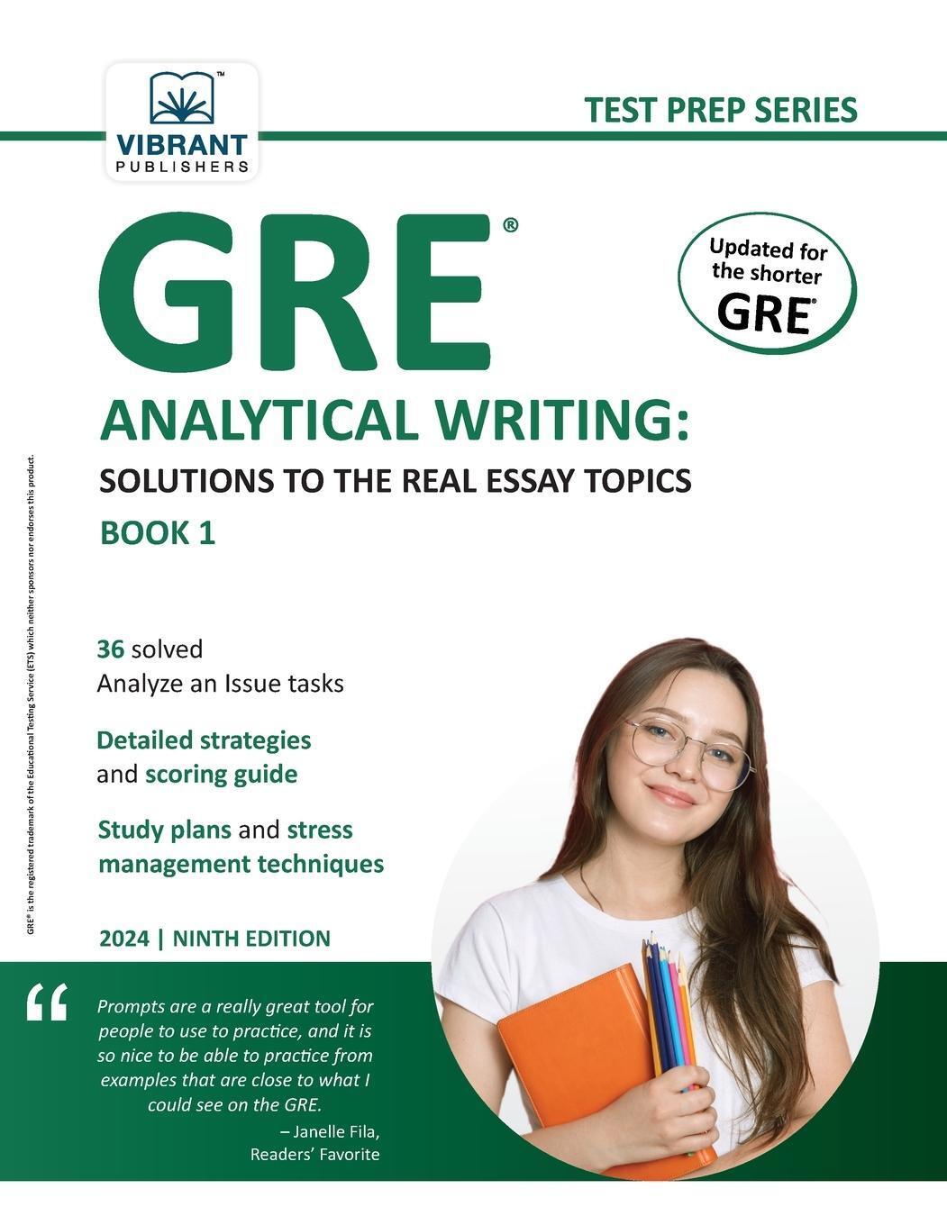 Cover: 9781636512006 | GRE Analytical Writing | Solutions to the Real Essay Topics - Book 1