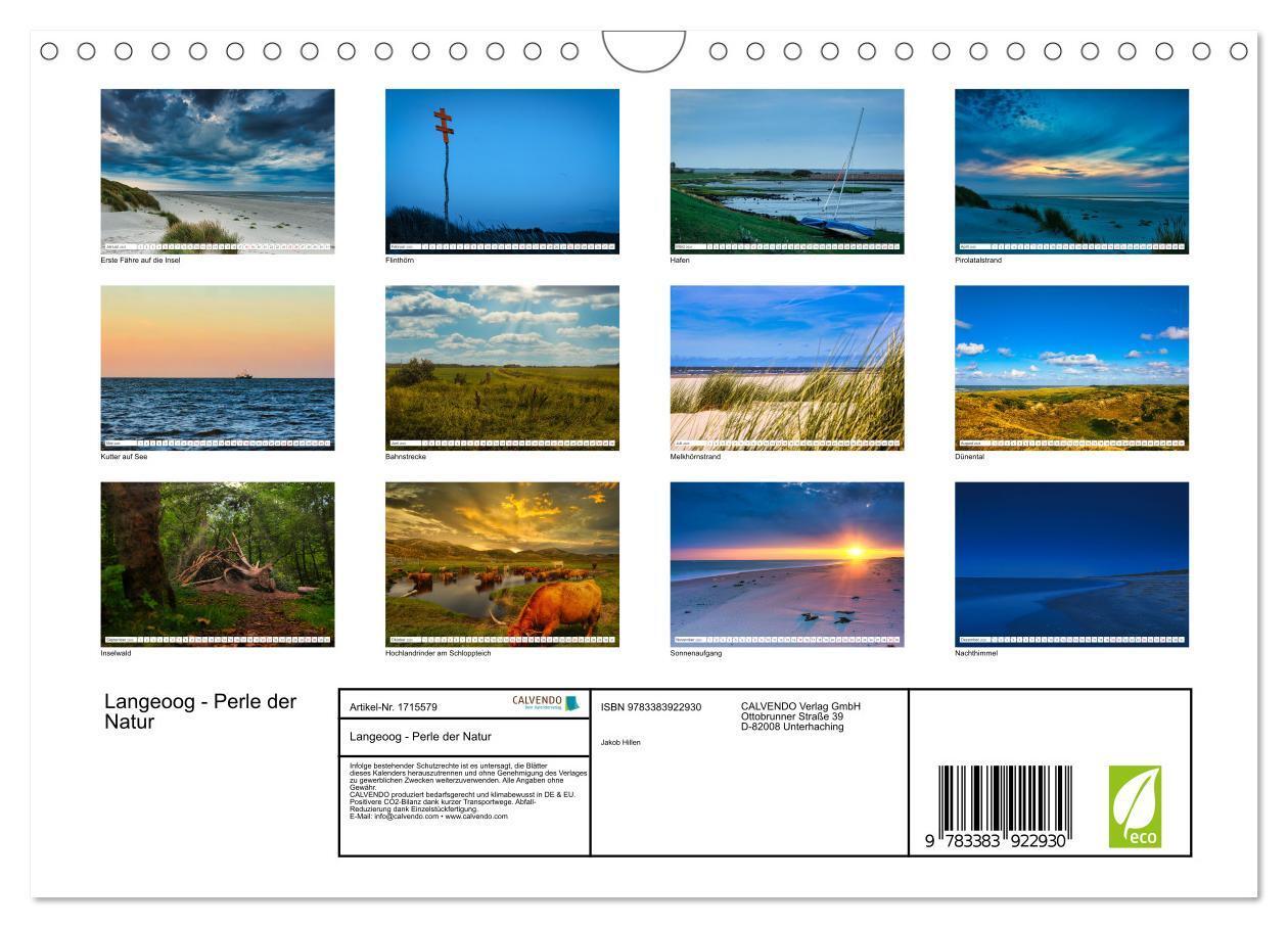 Bild: 9783383922930 | Langeoog - Perle der Natur (Wandkalender 2025 DIN A4 quer),...