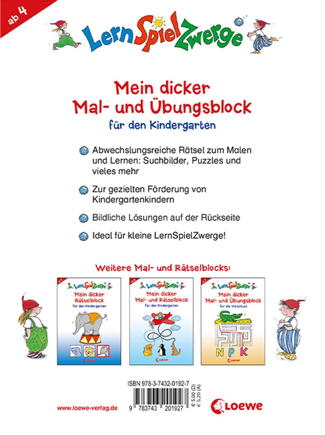 Rückseite: 9783743201927 | LernSpielZwerge - Mein dicker Mal- und Übungsblock für den...