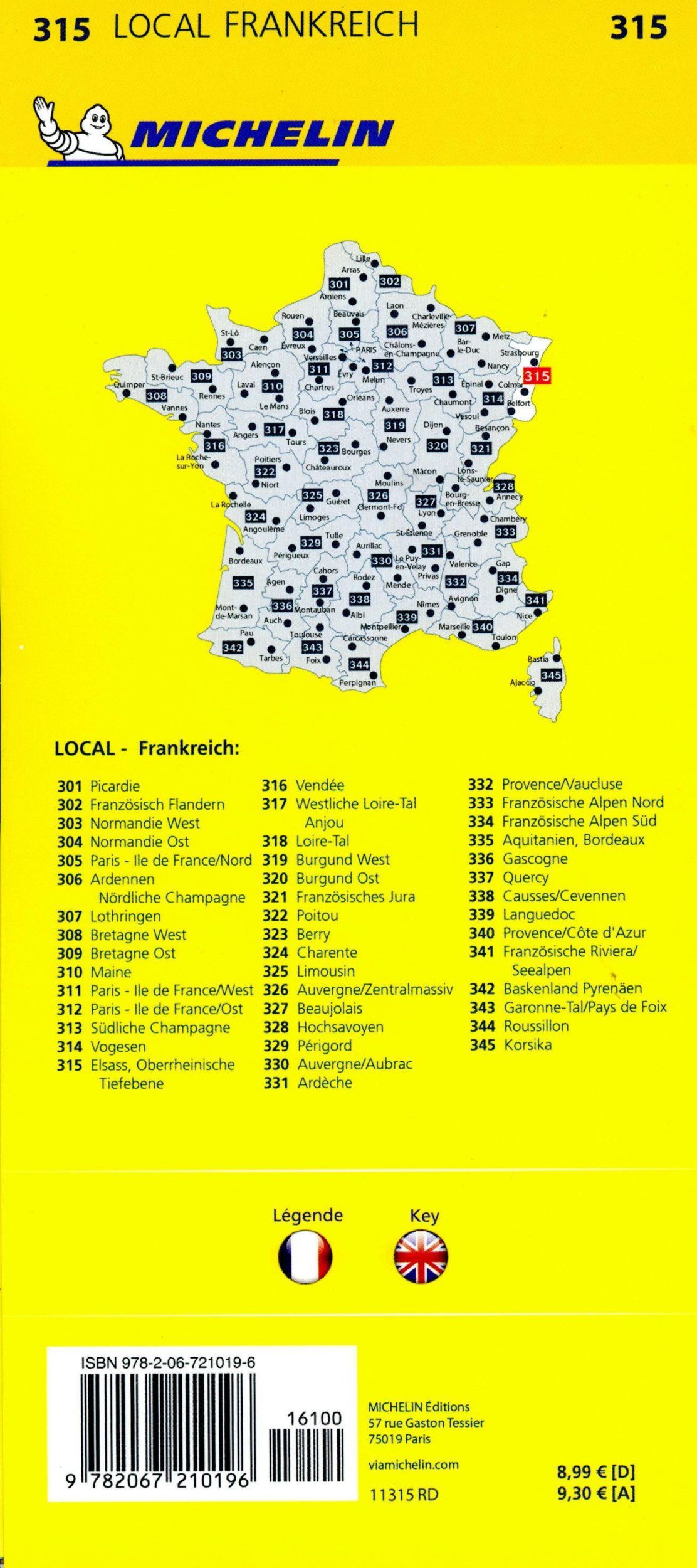 Bild: 9782067210196 | Michelin Localkarte Elsass Oberrheinische Tiefebene 1 : 150 000 | 1 S.