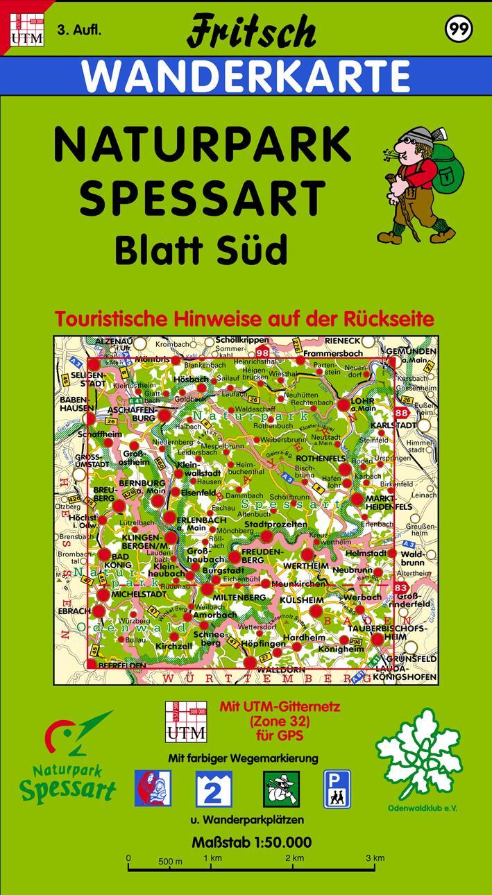 Cover: 9783861160991 | Naturpark Spessart Blatt Süd 1 : 50 000. Fritsch Wanderkarte | Deutsch