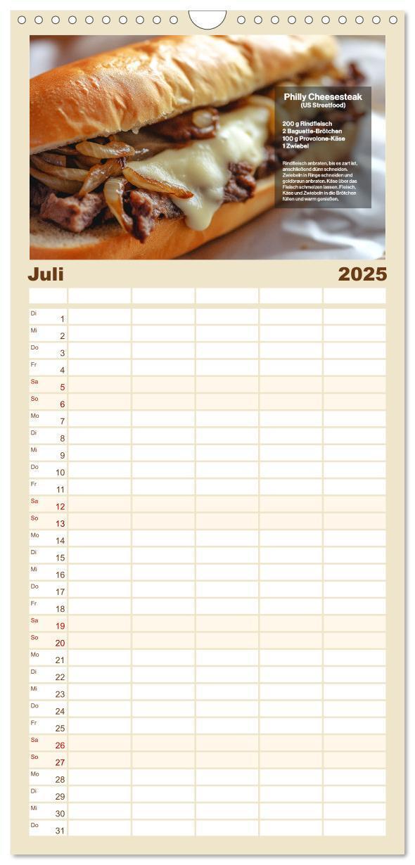 Bild: 9783457221778 | Familienplaner 2025 - Streetfood Kalender - Einfache Rezepte aus...