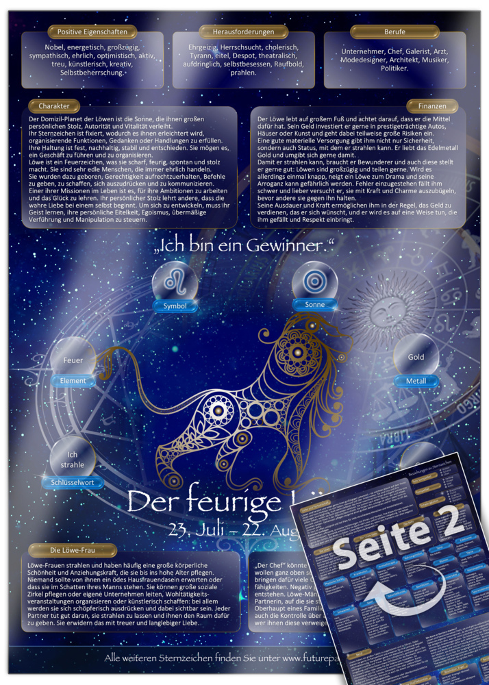 Cover: 7101426520271 | Sternzeichen Löwe 2024 - Die Horoskop- und Charakter-Karte für...