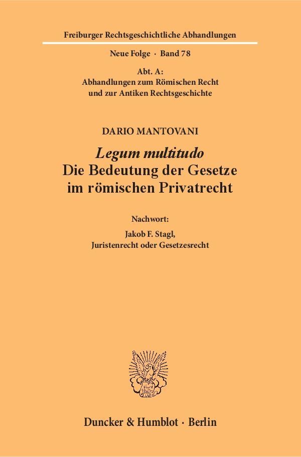 Cover: 9783428152650 | Legum multitudo. | Dario Mantovani | Taschenbuch | 139 S. | Deutsch