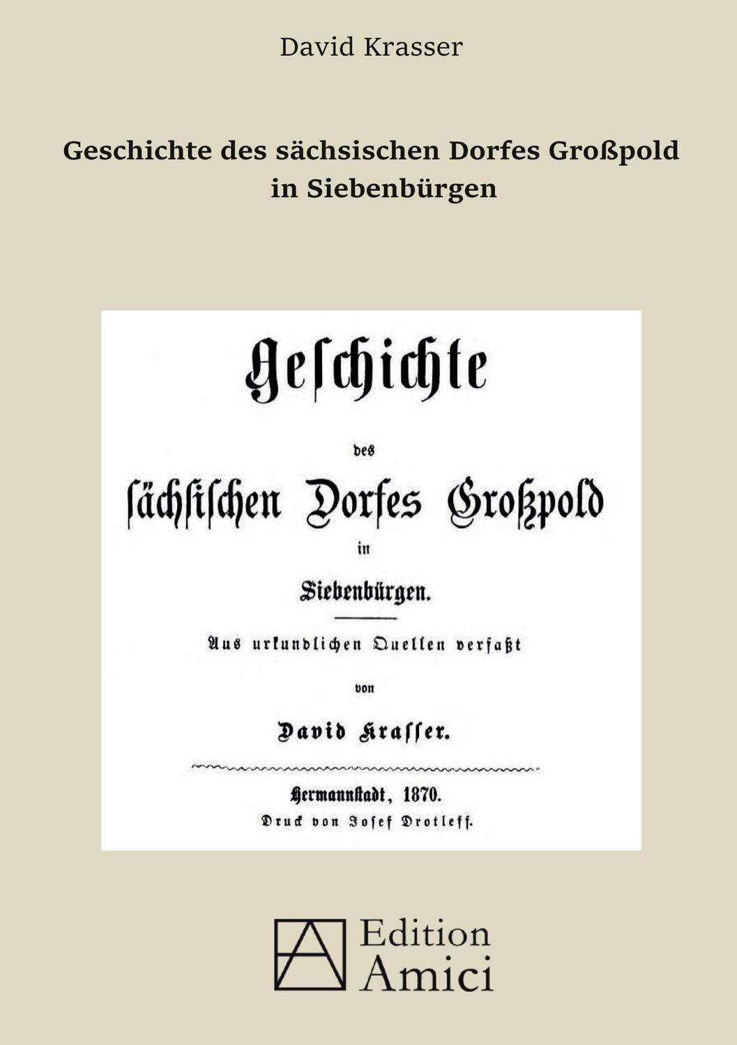 Cover: 9783956121173 | Geschichte des sächsischen Dorfes Großpold in Siebenbürgen | Krasser