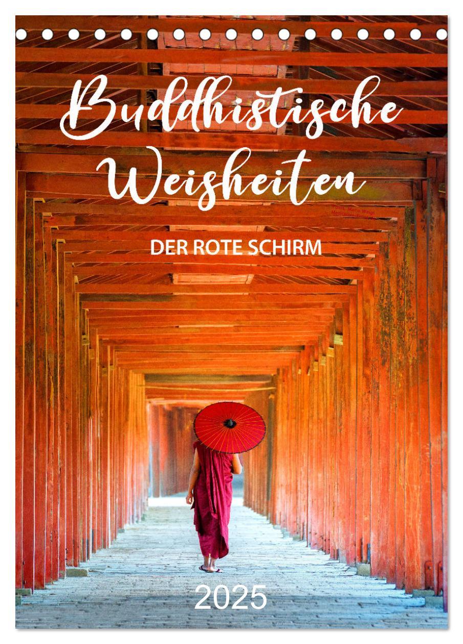 Cover: 9783435926985 | Buddhistische Weisheiten - DER ROTE SCHIRM (Tischkalender 2025 DIN...