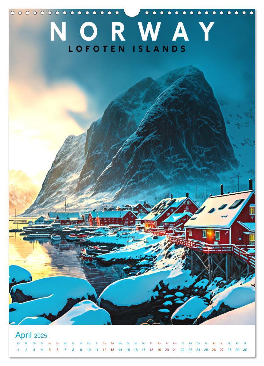 Bild: 9783435885428 | Lofoten - Old School Poster Style (Wandkalender 2025 DIN A3 hoch),...