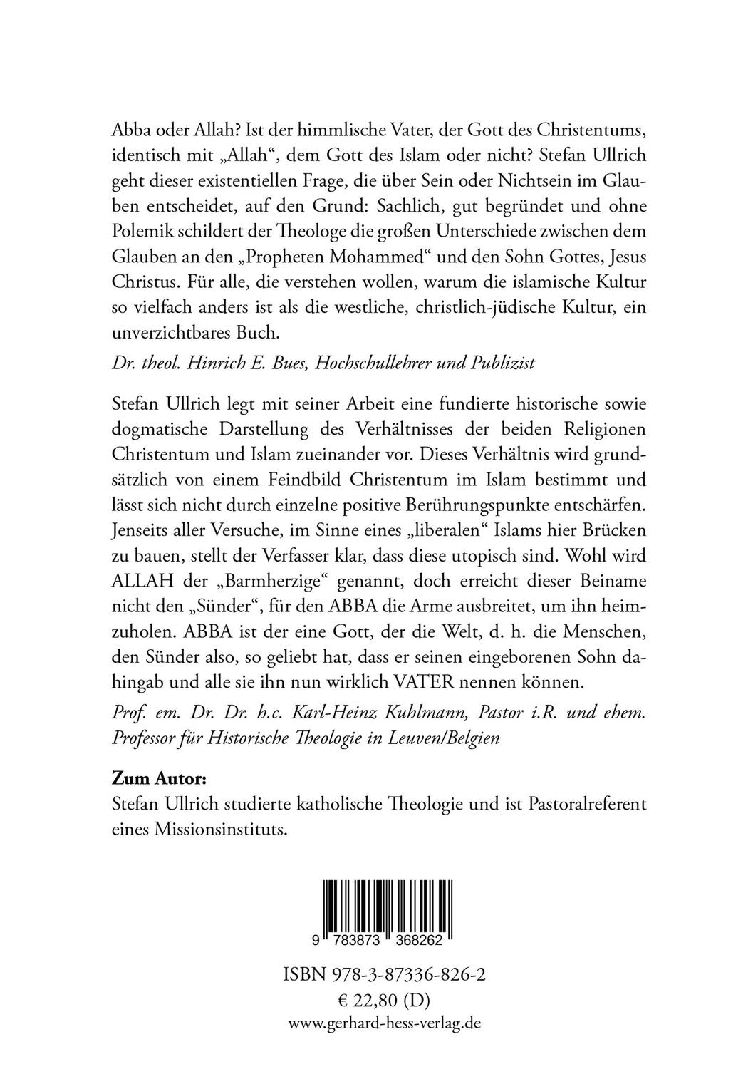 Rückseite: 9783873368262 | Allah versus Abba | Stefan Ullrich | Taschenbuch | 216 S. | Deutsch
