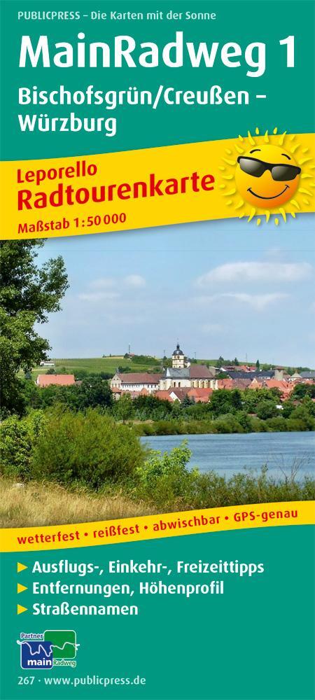 Cover: 9783899202670 | Main-Radweg 1, Bischofsgrün/Creußen - Würzburg. Radwanderkarte 1 :...