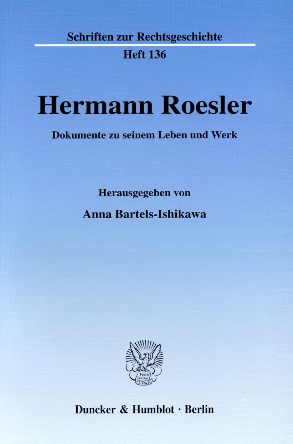 Cover: 9783428123971 | Hermann Roesler. | Dokumente zu seinem Leben und Werk. | Taschenbuch