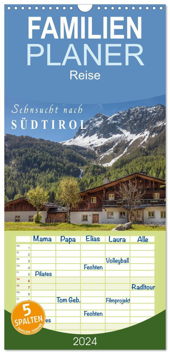 Cover: 9783383075896 | Familienplaner 2024 - Sehnsucht nach Südtirol mit 5 Spalten...