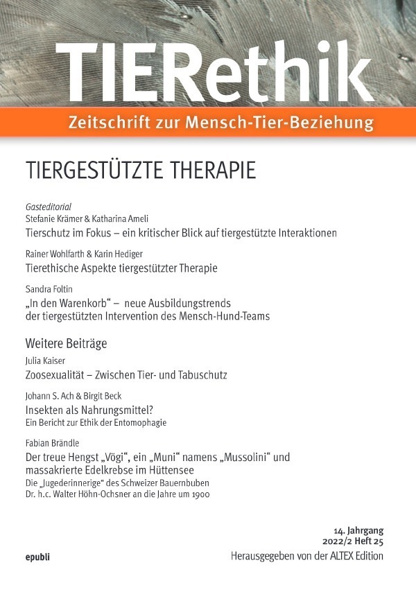 Cover: 9783756551187 | TIERethik (14.Jahrgang 2022/2) | Zeitschrift zur Mensch-Tier-Beziehung