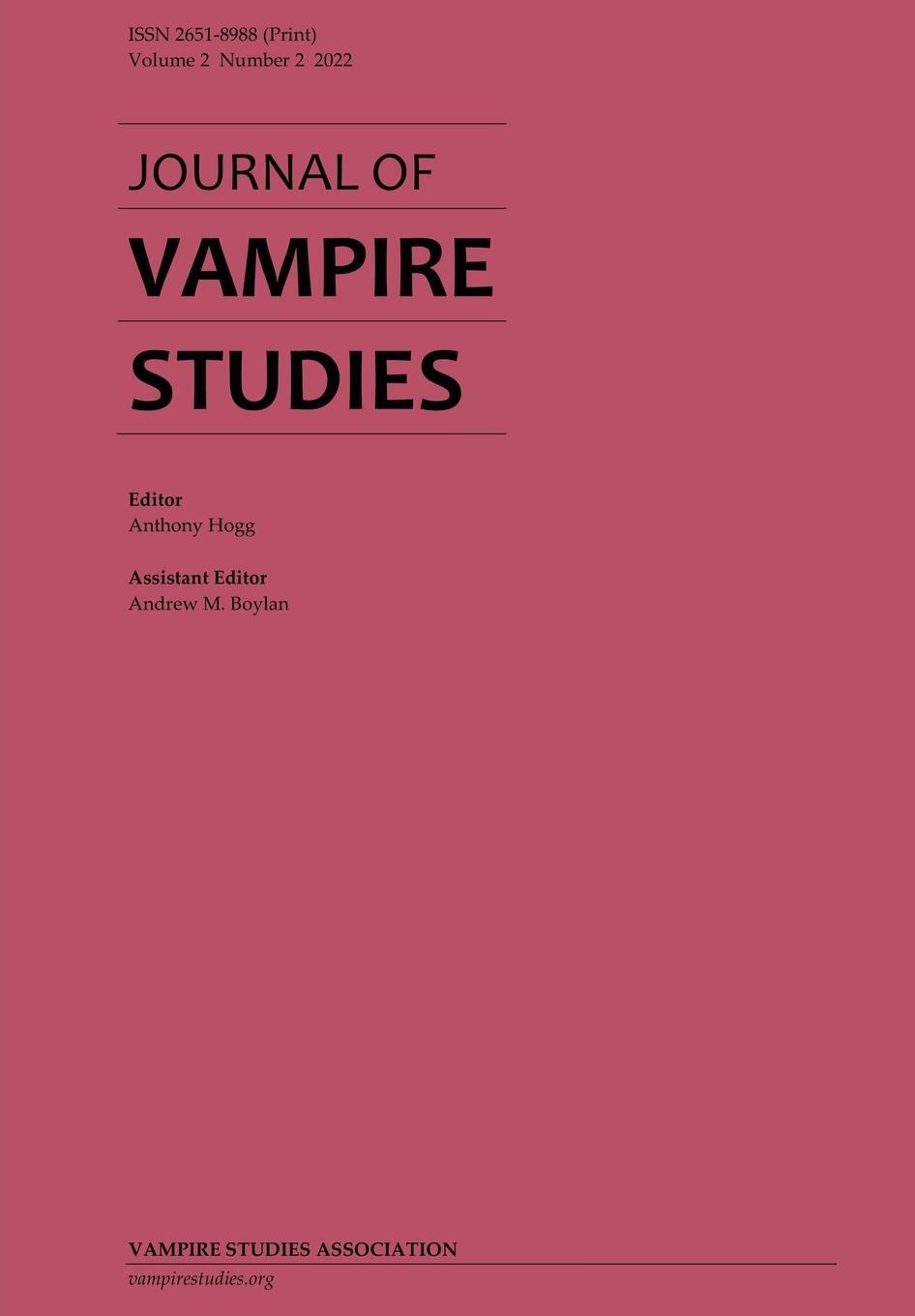 Cover: 9780645203424 | Journal of Vampire Studies | Vol. 2, No. 2 (2022) | Anthony Hogg
