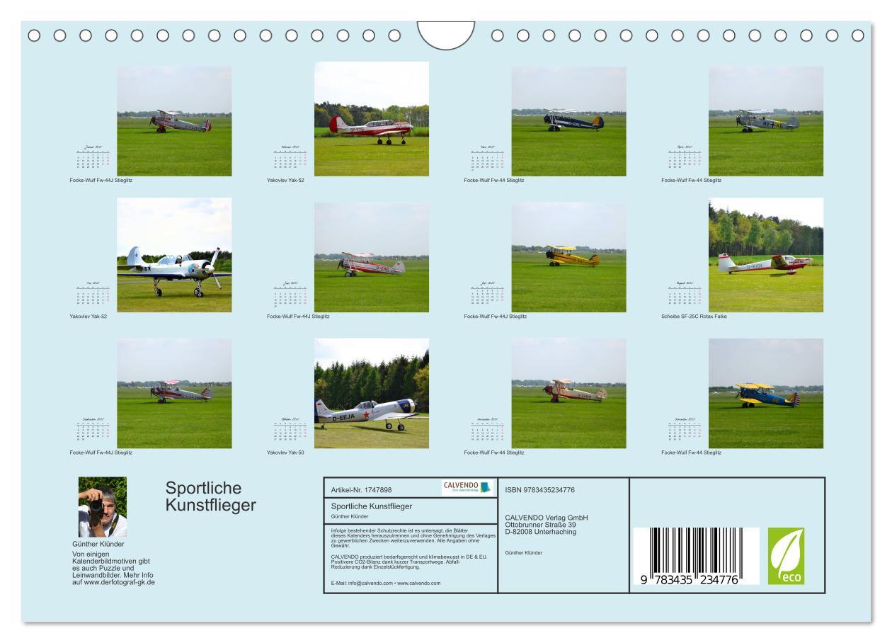 Bild: 9783435234776 | Sportliche Kunstflieger (Wandkalender 2025 DIN A4 quer), CALVENDO...