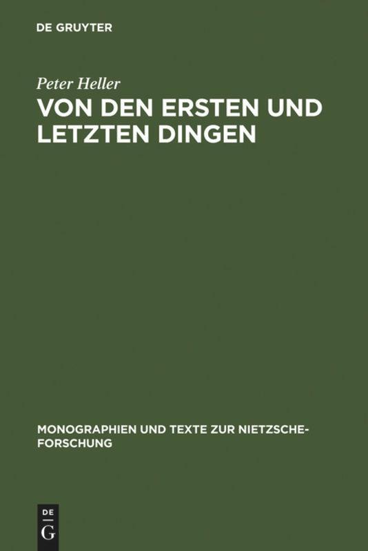 Cover: 9783110039436 | Von den ersten und letzten Dingen | Peter Heller | Buch | ISSN | XLII
