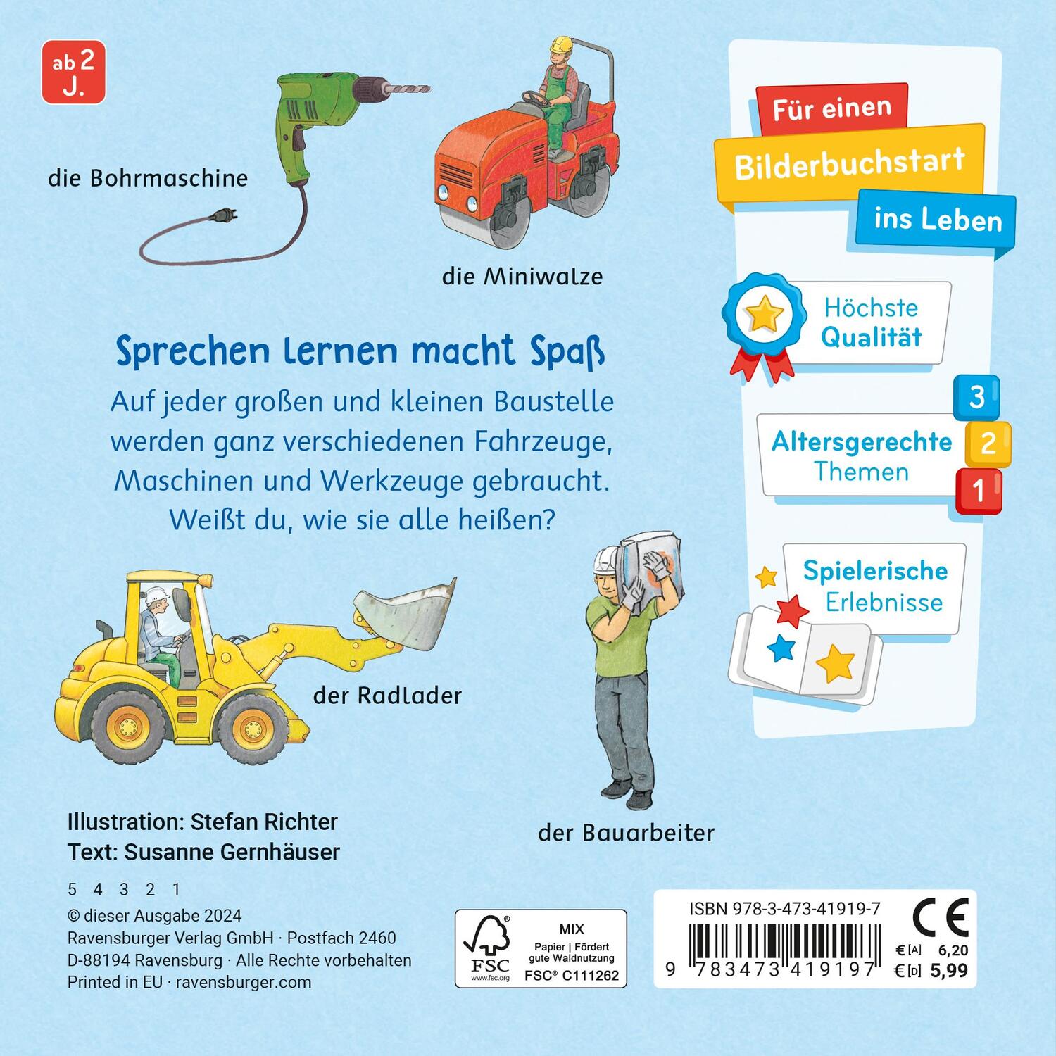 Rückseite: 9783473419197 | Mein Bilder-Wörterbuch: Auf der Baustelle | Susanne Gernhäuser | Buch