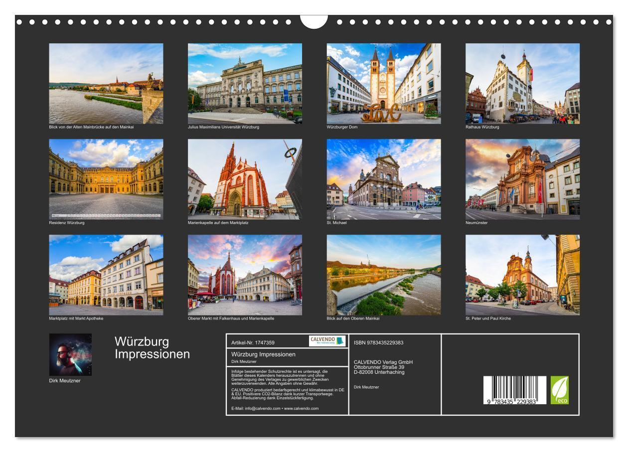 Bild: 9783435229383 | Würzburg Impressionen (Wandkalender 2025 DIN A3 quer), CALVENDO...