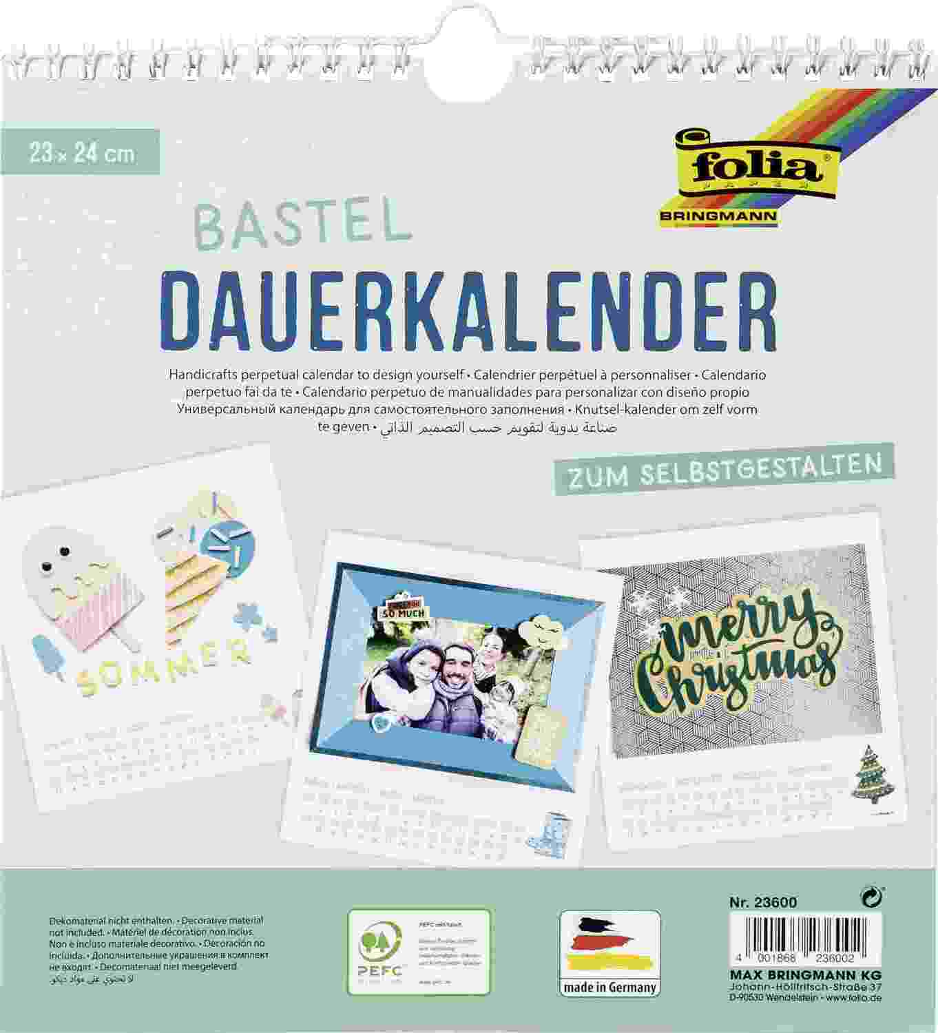 Cover: 4001868236002 | Folia Dauerkalender mit Spiralbindung 220g/m², 23x24cm, Papier...