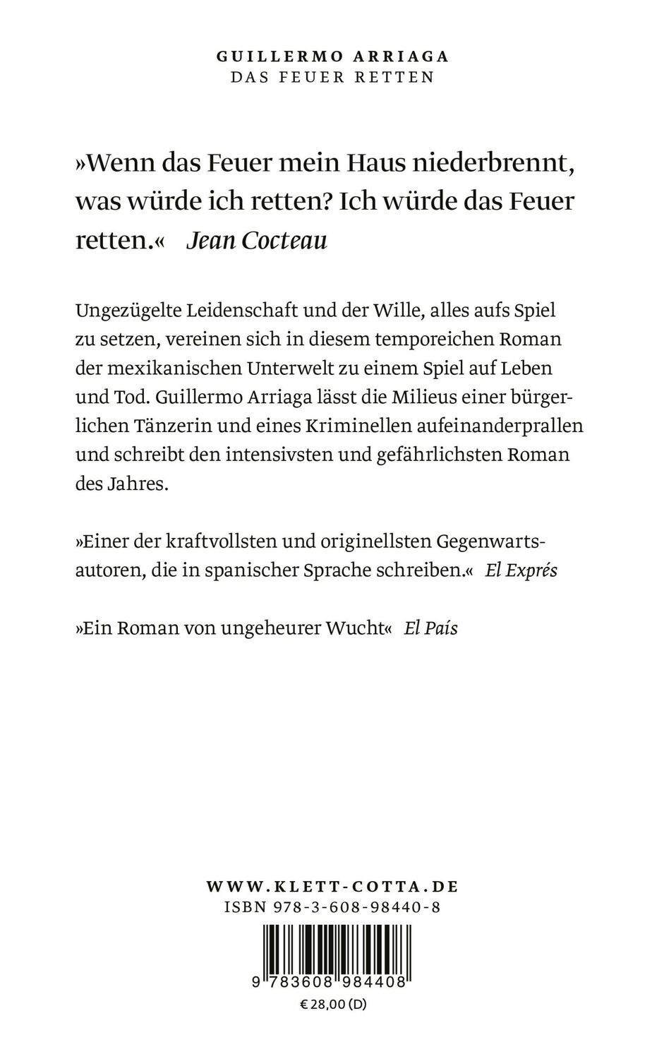 Rückseite: 9783608984408 | Das Feuer retten | Roman Litprom-Bestenliste Weltempfänger Sommer 2022