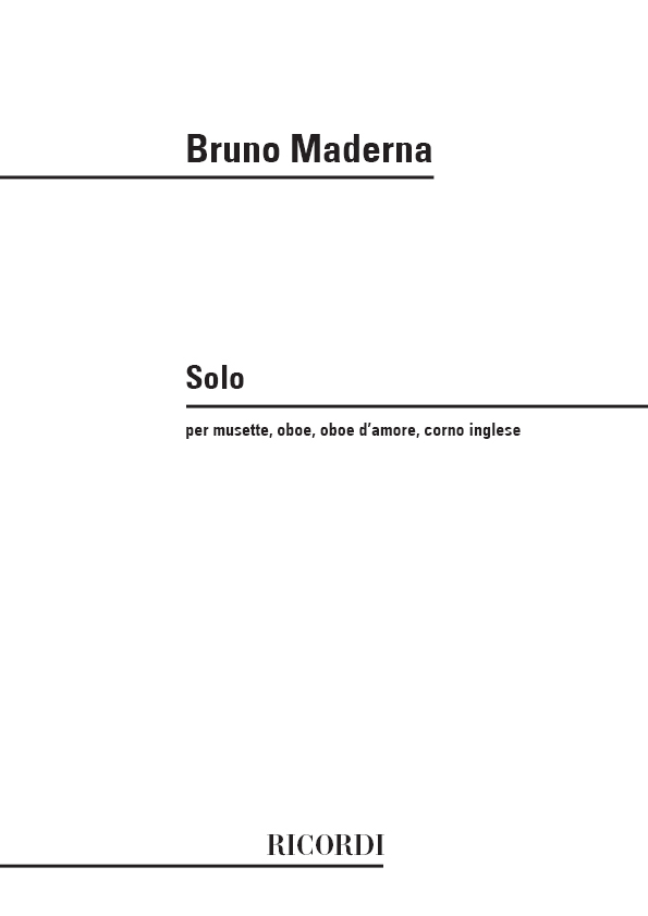 Cover: 9790041318882 | Solo | Bruno Maderna | Partitur | Ricordi | EAN 9790041318882