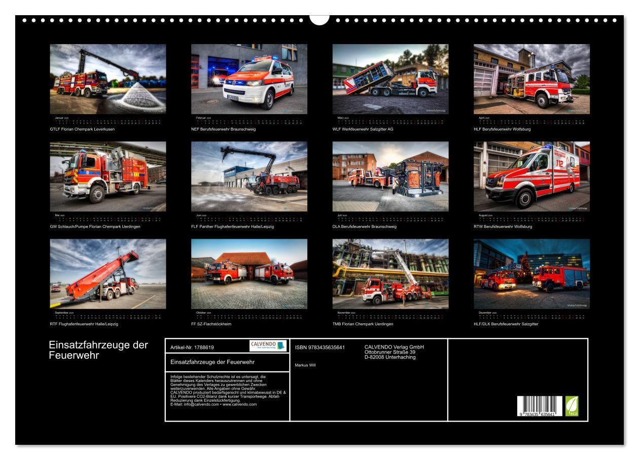 Bild: 9783435635641 | Einsatzfahrzeuge der Feuerwehr (Wandkalender 2025 DIN A2 quer),...