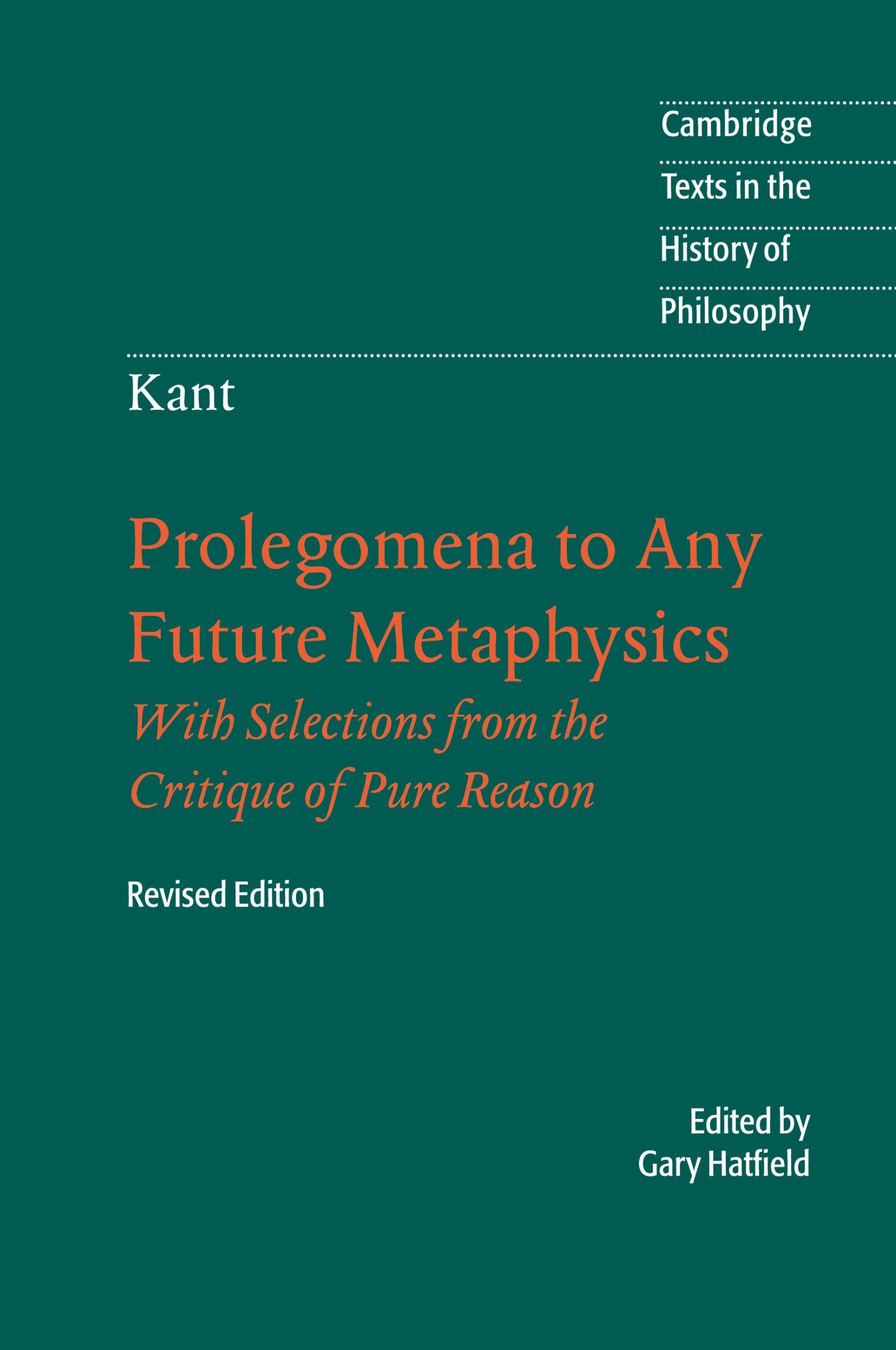 Cover: 9780521535359 | Immanuel Kant | Prolegomena to Any Future Metaphysics | Immanuel Kant