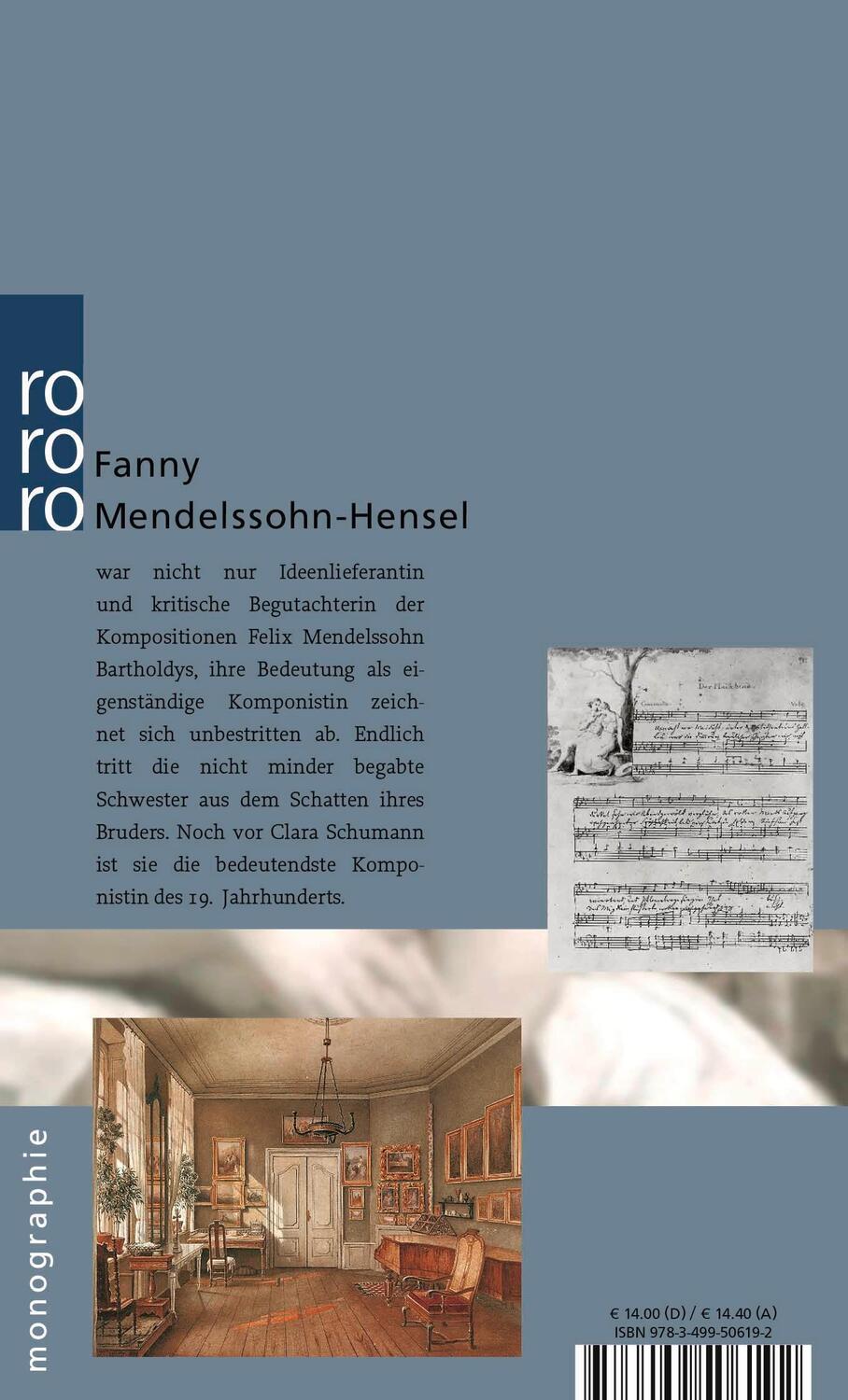 Rückseite: 9783499506192 | Fanny Mendelssohn-Hensel | Ute Büchter-Römer | Taschenbuch | 160 S.