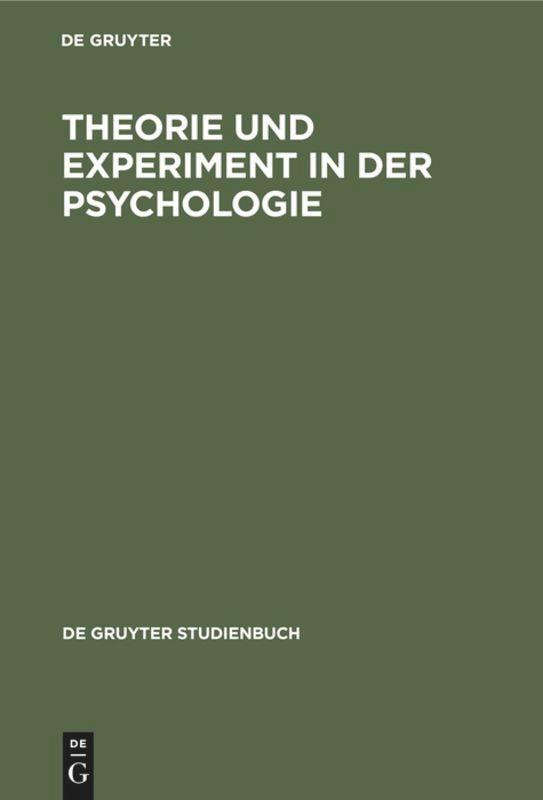 Cover: 9783110023978 | Theorie und Experiment in der Psychologie | Klaus Holzkamp | Buch
