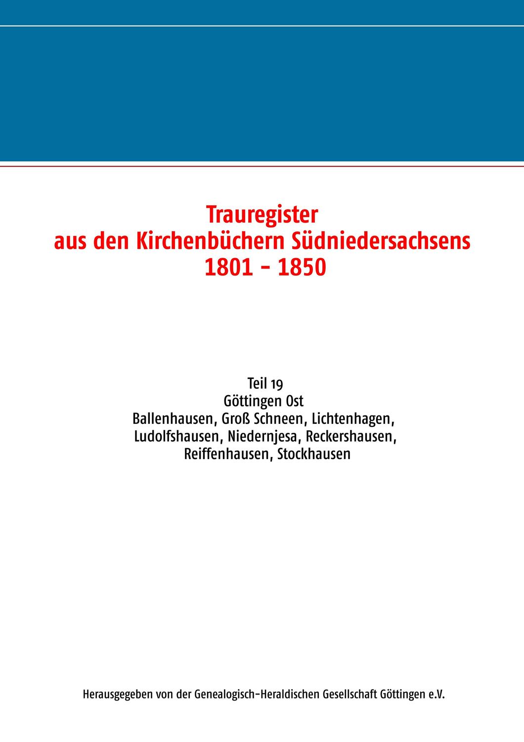 Cover: 9783749486649 | Trauregister aus den Kirchenbüchern Südniedersachsens 1801 - 1850 | V.