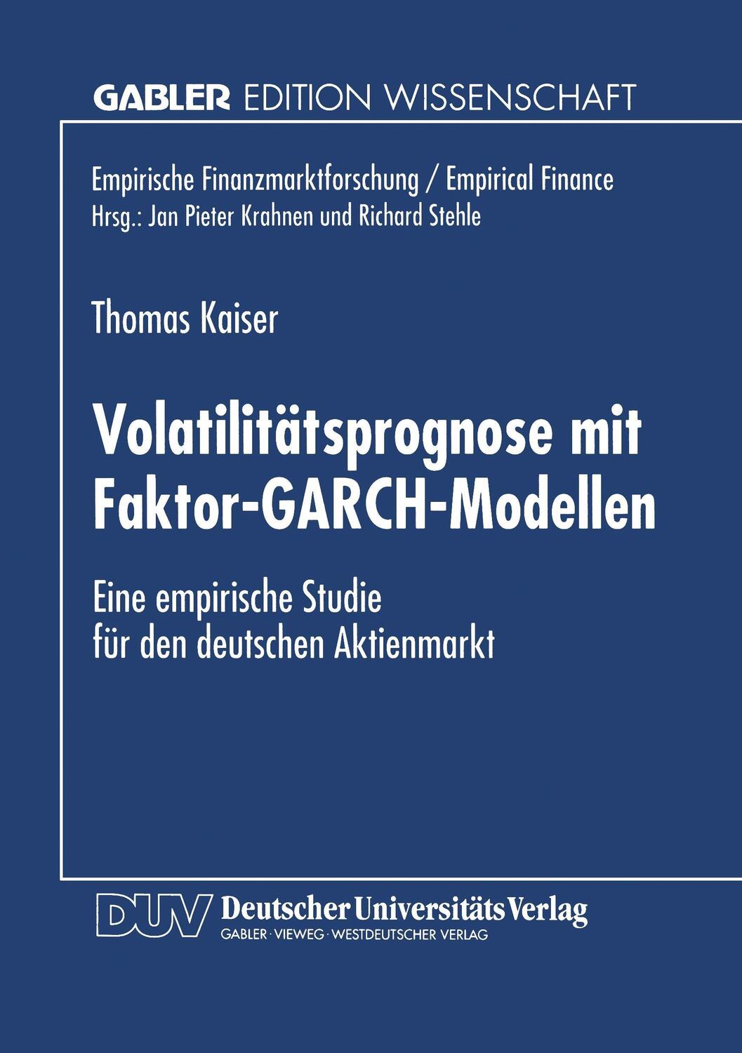 Cover: 9783824466252 | Volatilitätsprognose mit Faktor-GARCH-Modellen | Thomas Kaiser | Buch