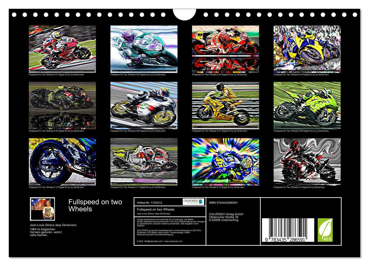 Bild: 9783435286591 | Fullspeed on two Wheels (Wandkalender 2025 DIN A4 quer), CALVENDO...