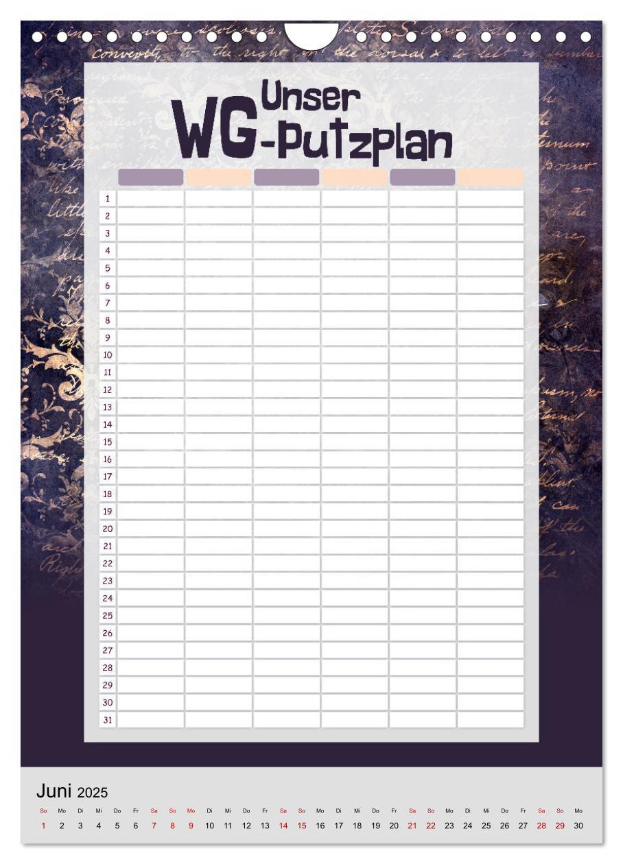 Bild: 9783435891931 | Gothic WG-Putzplan &amp; Kalender 2025 (Wandkalender 2025 DIN A4 hoch),...